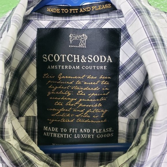 Scotch & Soda Amsterdam Couture black plaid western button shirt sz Large - Picture 2 of 10